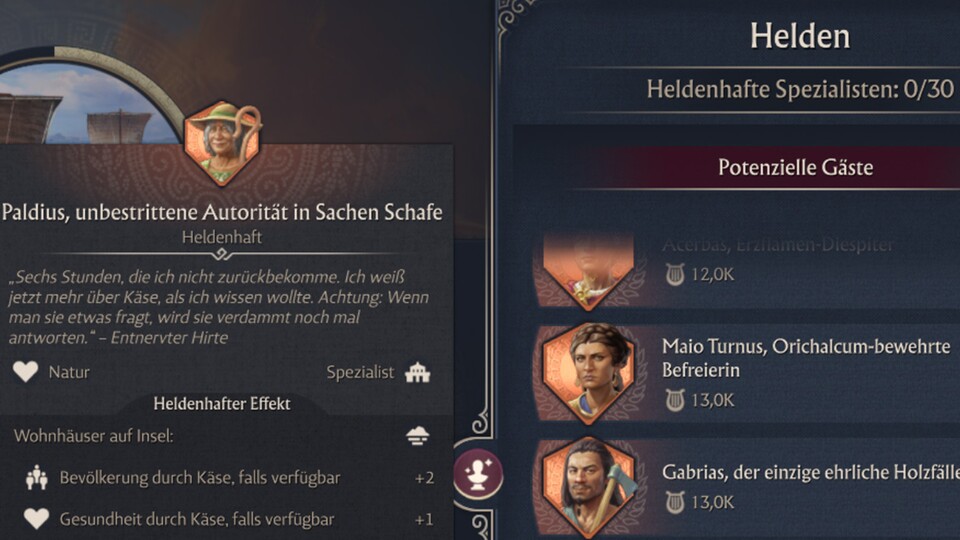 Heldenhafte Spezialisten bringen mächtige Boni mit. Ihr müsst aber auch viel dafür tun, damit sie sich bei euch niederlassen.