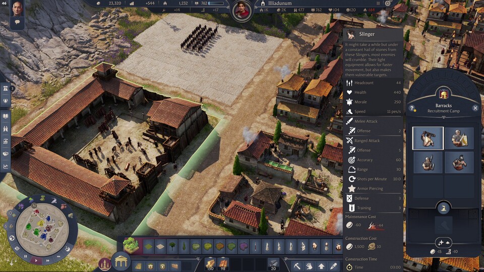 Unsere spielbare Version umfasste schon verschiedenste Infanteristen wie leichte Schleuderer und schwere Legionäre.