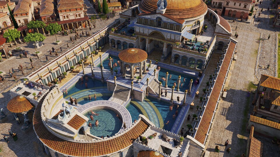 Neben all diesen Ressourcen verlangen die Bewohner zusätzlich noch Annehmlichkeiten wie etwa eine solche Therme.