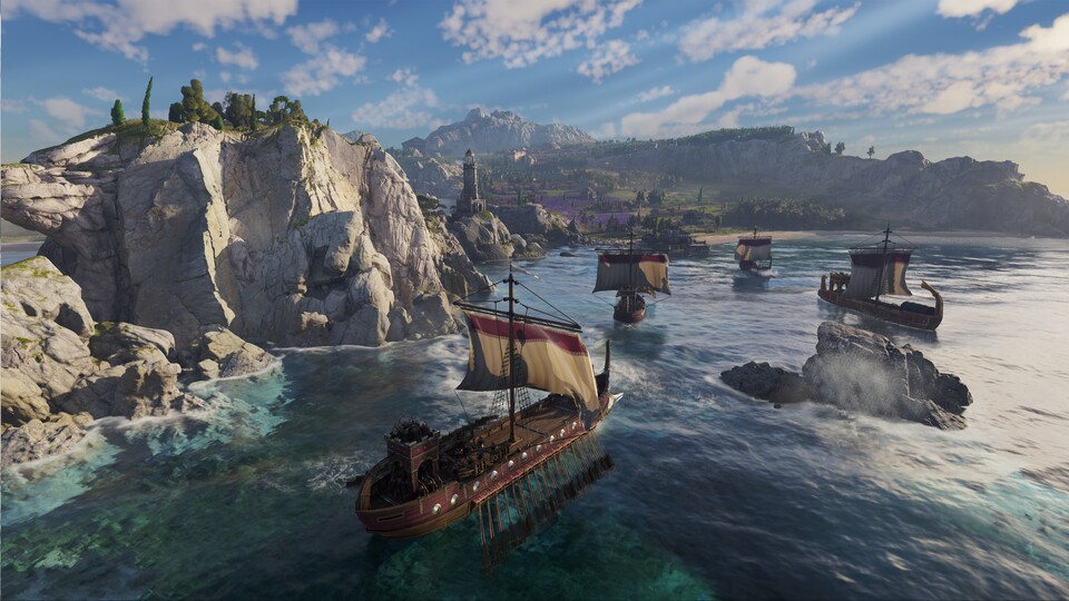 Anno 117: Bei Flaute und Gegenwind müssen die Ruderer ran.