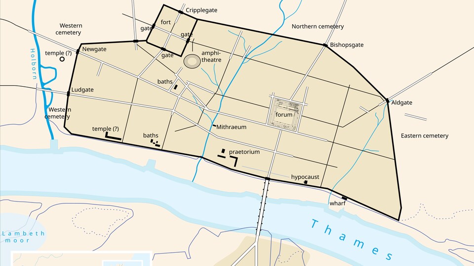 Römischer als Londinium geht es kaum. Noch heute beruhen übrigens wesentliche Teile des Londoner Verkehrsnetzes auf den antiken Straßenzügen nach Castra-Vorbild.