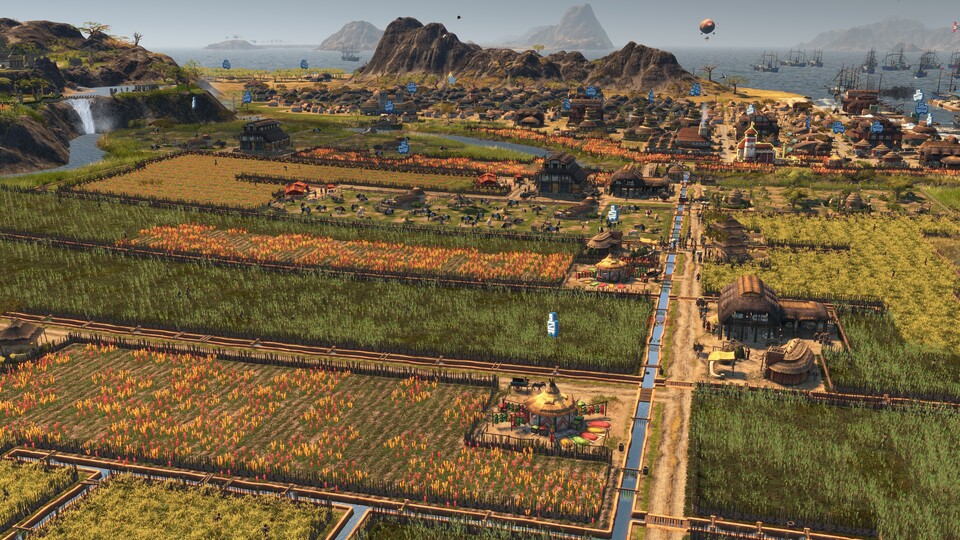 Ohne Kanäle kein Ackerbau: Wasser ist im Anno-1800-DLC Land der Löwen überlebenswichtig.