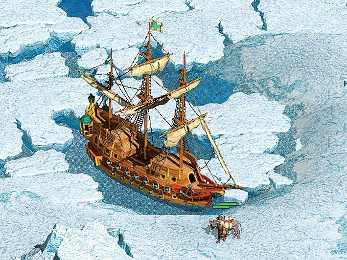 Unser Schiff ist im ewigen Eis gefangen. Der Scout macht sich auf, um die Heilkräuter an Bord gegen Bauholz zu tauschen.