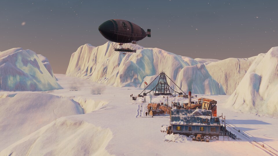 Um eine Eisklippe zu besiedeln, brauchen wir eine Andockstation für Luftschiffe.