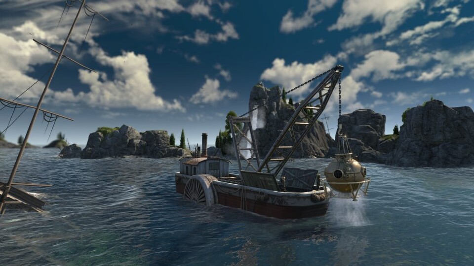 Unser wichtiges Werkzeug auf der Suche nach versunkenen Schätzen ist im Anno-DLC das neue Taucherglockenschiff. 