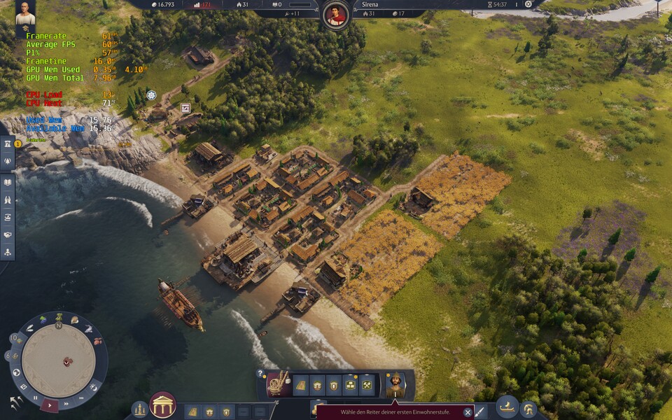 Auf sehr hohen Details und aktivem DLSS 4 auf »Qualität« erreicht das Notebook in Anno 117 durchschnittlich 60 FPS.