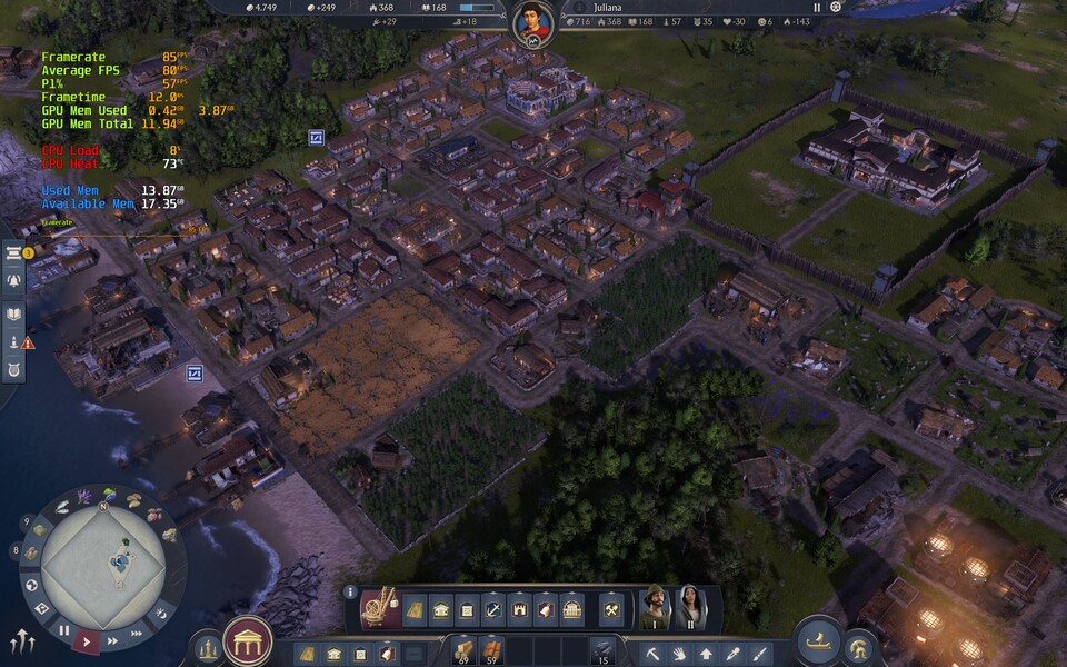 Anno 117 ist verglichen zum Vorgänger sichtbar schöner und somit auch rechenintensiver geworden. Auf dem APEX 16 MAX lässt es sich aber dennoch absolut flüssig spielen. (Bildquelle: Maximilian Schütz GameStar PC)