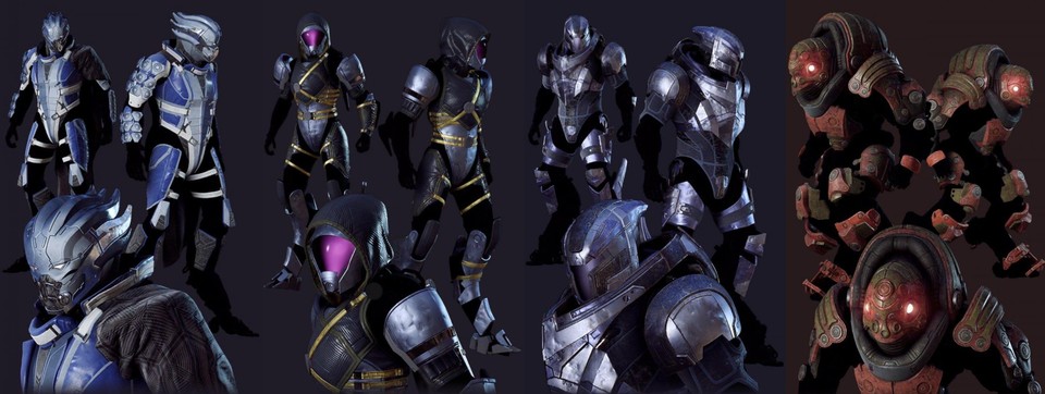 Im Zuge eines Ingame-Events konnten sich Spieler von Anthem diese Rüstungen im Stil der Alien-Rassen von Mass Effect erspielen.