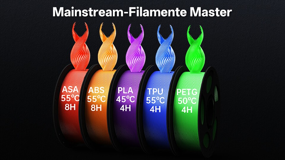 Mit dem Kobra S1 könnt ihr viele verschiedene Filament-Arten verarbeiten.