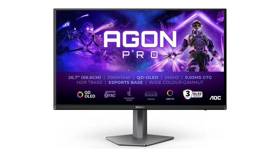 Der Fuß des Monitors ist höhenverstellbar, drehbar, neigbar und lässt sich ins Portrait-Format kippen. Ihr könnt den Monitor aber auch an einem Arm befestigen.