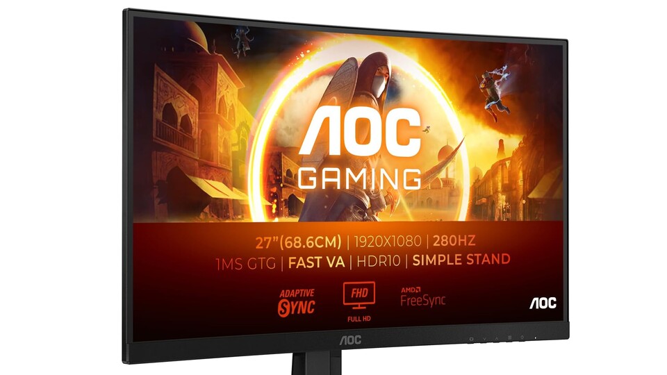 280 Hz und 0,3 ms Reaktionszeit – der AOC liefert euch supergeschmeidiges Gameplay ohne Ghosting oder Tearing.