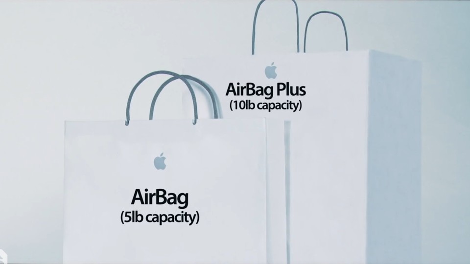 Apple AirBag - ein Patent auf eine Papiertüte sorgt für Spott. (Quelle: Team Coco)