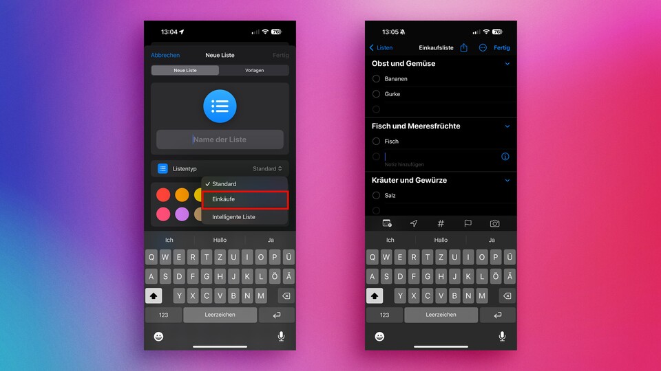 Es gibt dutzende Apps für Einkaufslisten. Das iPhone hat bereits eine fertige Liste integriert.