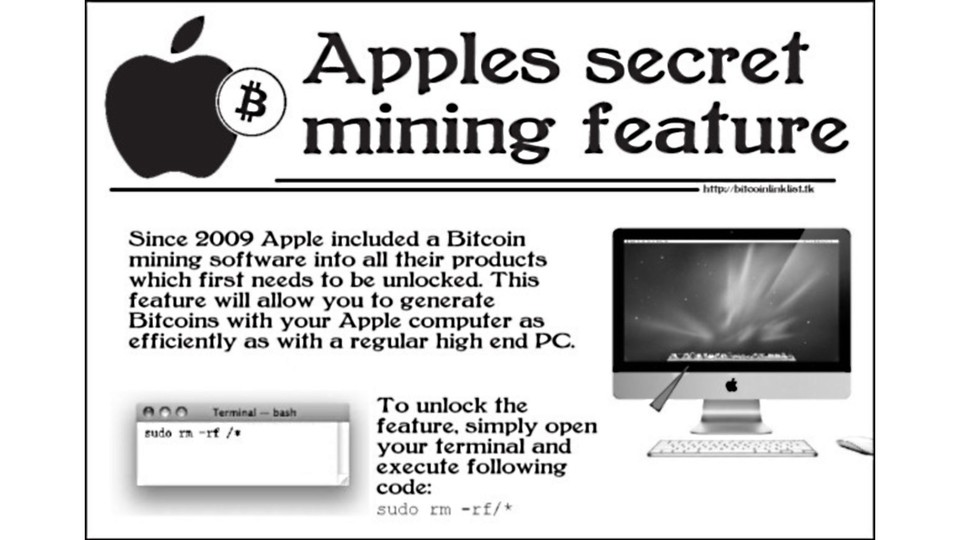Von 4Chan stammt dieses Bild, dessen &quot;Anleitung&quot; einen Befehl enthält, der das Mac-Betriebssystem auffordert, quasi alles zu löschen.