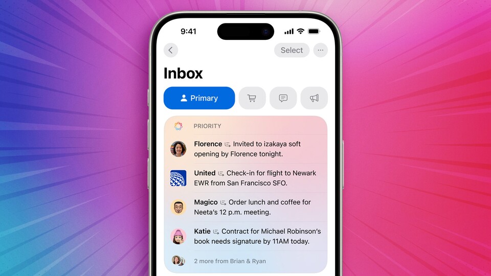Ihr könnt die Ansicht der Mail-App jederzeit ändern. Tippt in der App auf die drei Punkte oben rechts.