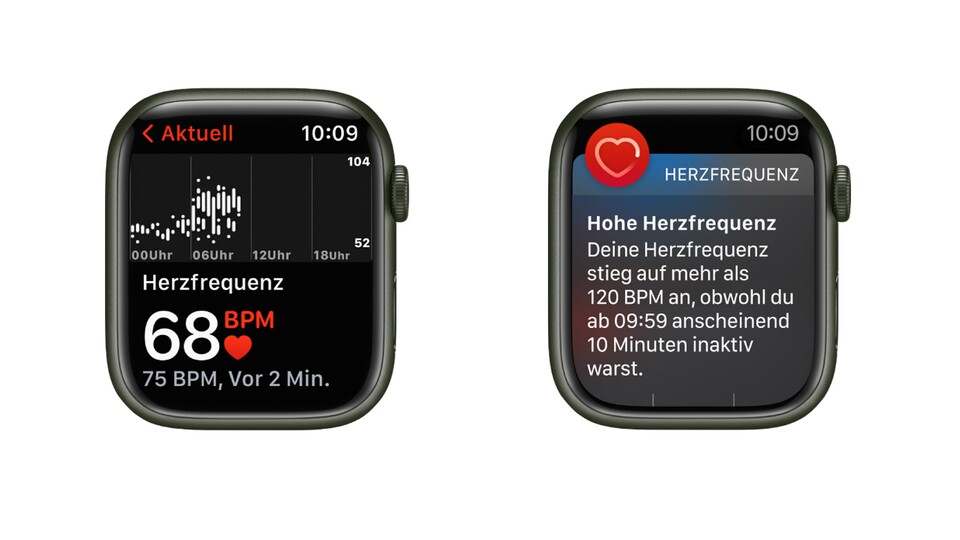 Die Apple Watch kann Mitteilungen bei hoher oder niedriger Herzfrequenz an euch senden.