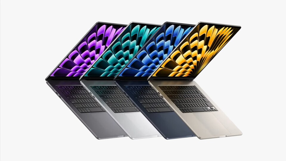 Der Macbook Air 15 Zoll wird in vier Farbvariationen angeboten. (Bildquelle: Apple)