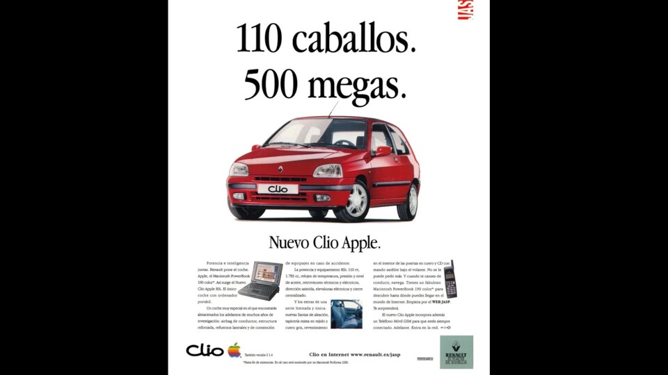 Ein Werbeplakat des Renault Clio in Zusammenarbeit mit Apple.