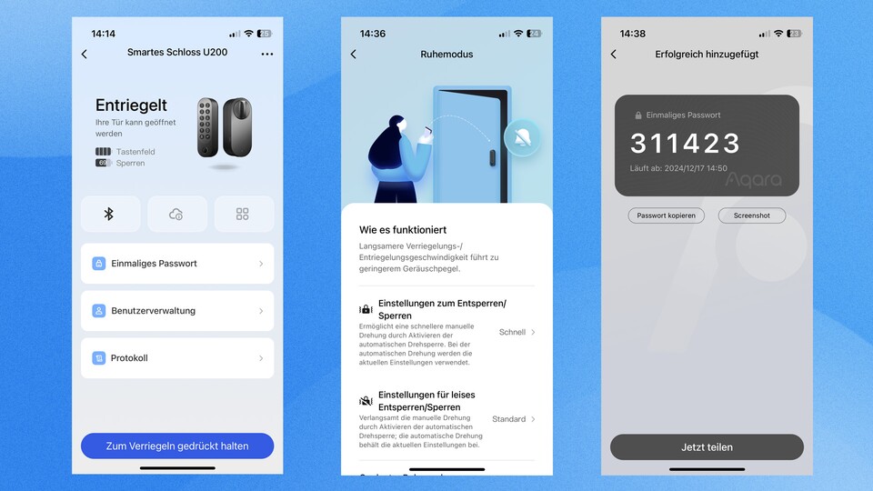 Die übersichtliche App bietet diverse Funktionen wie Einmalcodes.
