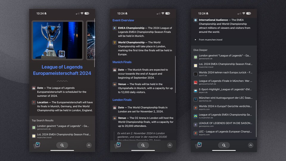 Die wichtigsten Infos werden mir präsentiert. Am Ende kann ich dank der Links tiefer in die Materie einsteigen.