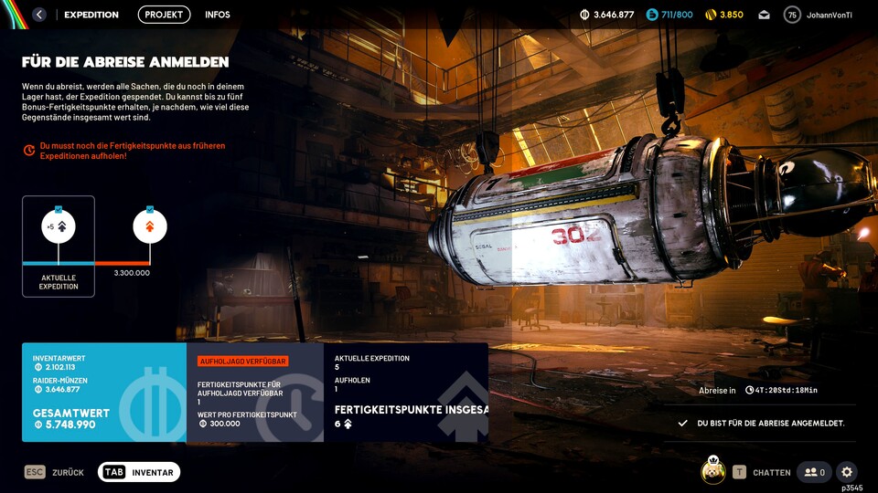 Bis zum 4. Mai ist das Abreise-Fenster offen und ihr könnt euch für die Expedition anmelden. Ihr seht dann auch euren Münzwert und erfahrt genau, welche Belohnungen ihr einstreicht.