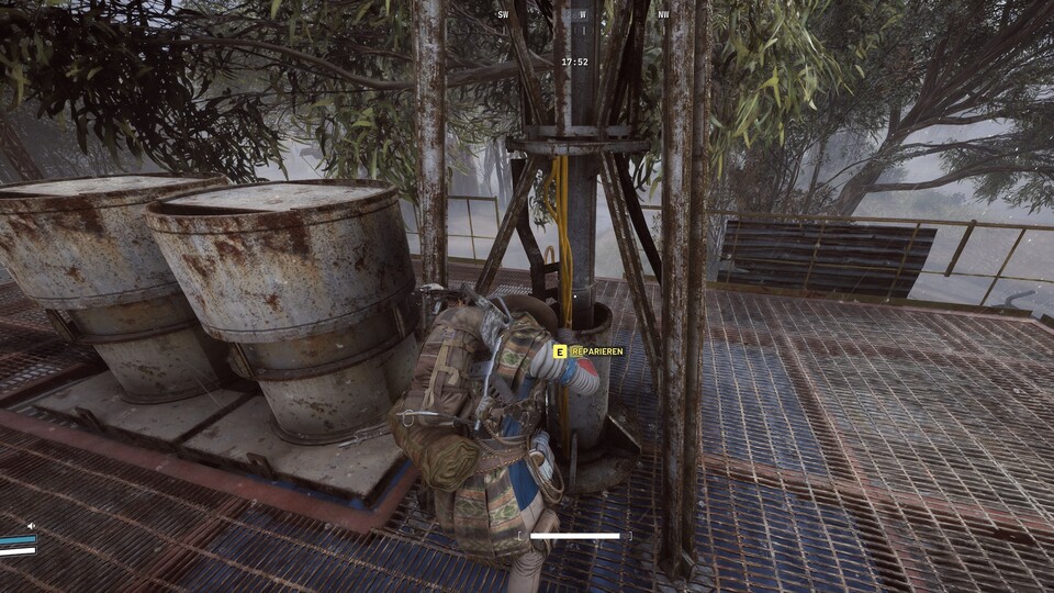 Um die Antenne des Felddepots zu reparieren, müsst ihr einfach nur E drücken.