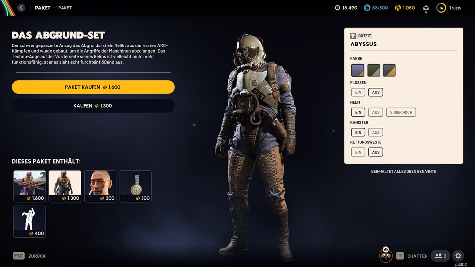 Das Abyssus-Outfit im Ingame-Shop von Arc Raiders. Für 1.300 Tokens gehört die schicke Lederhose euch.