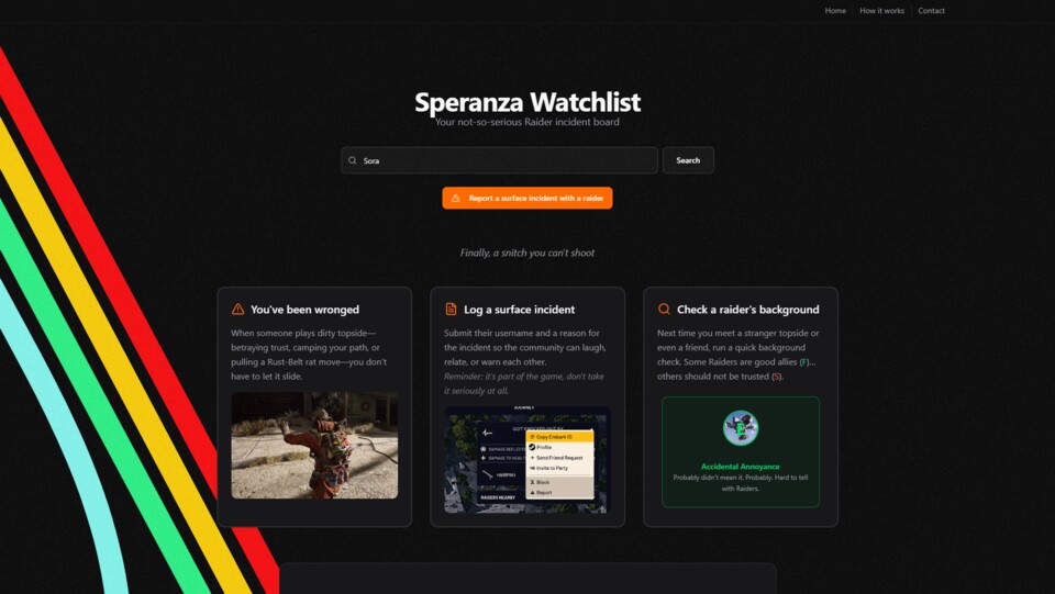 So schauts aus: Mit der Speranza Watchlist könnt ihr prüfen, ob eure Mitspieler vertrauenswürdig sind oder sie für Vergehen anschwärzen.