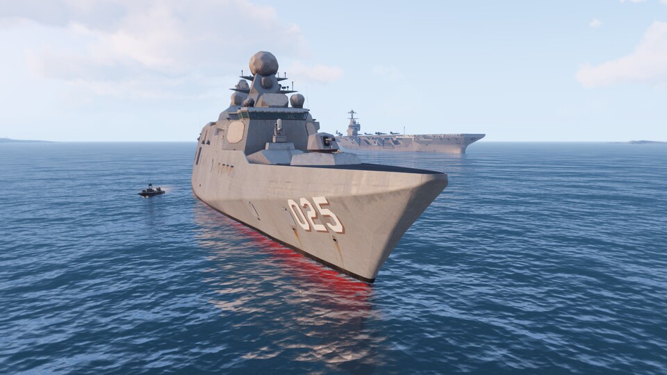 In ARMA 3 schippert ein neues Zerstörer-Schiff durch die Meere.