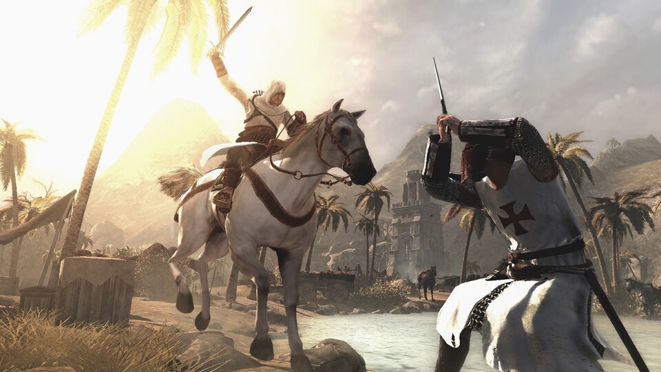 Assassin's Creed 2-Hauptfigur Desmond Miles erinnert sich nur gegen Bares an zwei weitere Abenteuer seines Ahnen Ezio Auditore.
