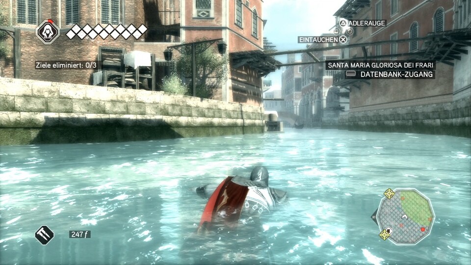 Ezio kann schwimmen.