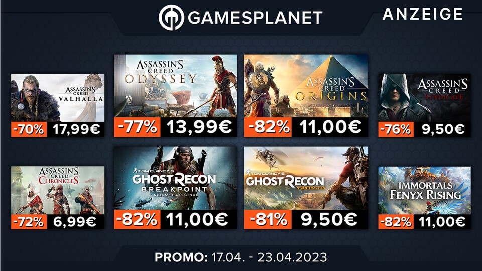 Von Valhalla über Odyssey bis Origins - der Ubisoft Sale bei Gamesplanet hat sämtliche Assassins Creed-Titel parat.