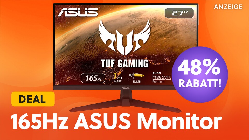 Ein echtes Hammer-Angebot: Den ASUS TUF Gaming Monitor bekommt ihr bei Amazon quasi zum halben Preis!