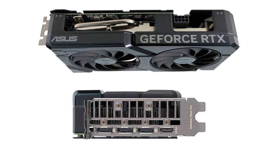 Das Design der ASUS Grafikkarte fügt sich optisch hervorragend in die meisten Gehäuse ein und mit einem HDMI sowie drei DisplayPort-Anschlüssen könnt ihr ganz einfach mehrere Monitore verbinden.