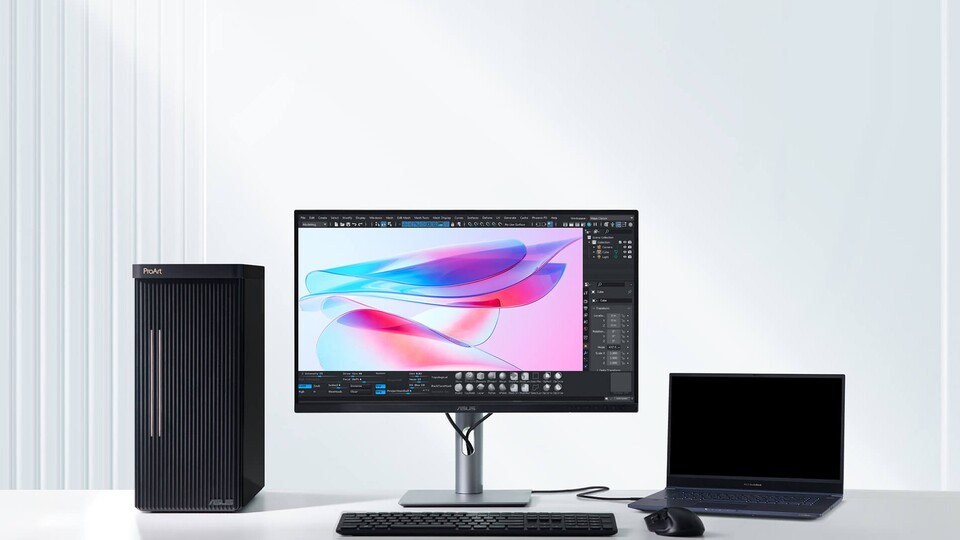 An den ProArt Monitor könnt ihr all eure Geräte gleichzeitig anschließen und nach Belieben zwischen ihnen wechseln.