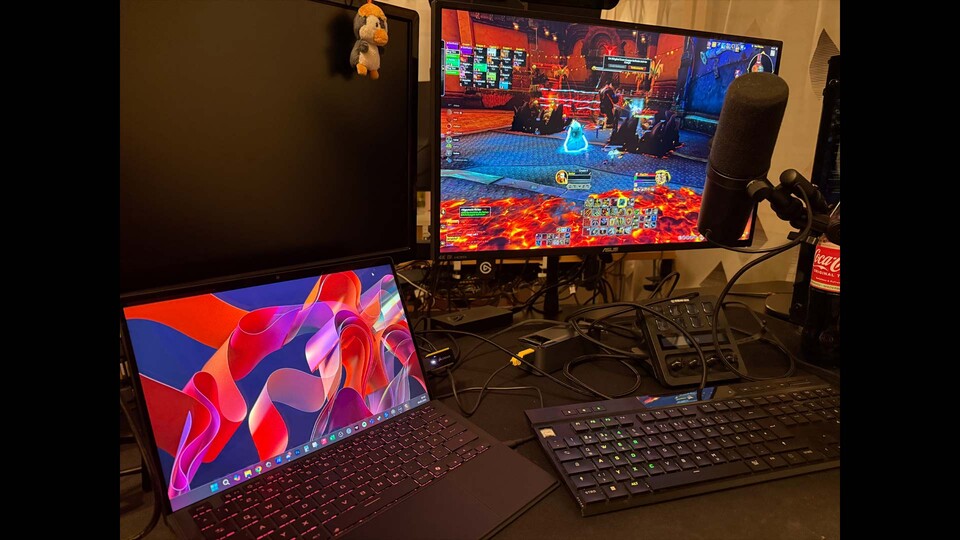 Ich konnte dank des ROG Flow Z13 doch am Raid teilnehmen. Mein Gaming-Setup war allerdings wild.