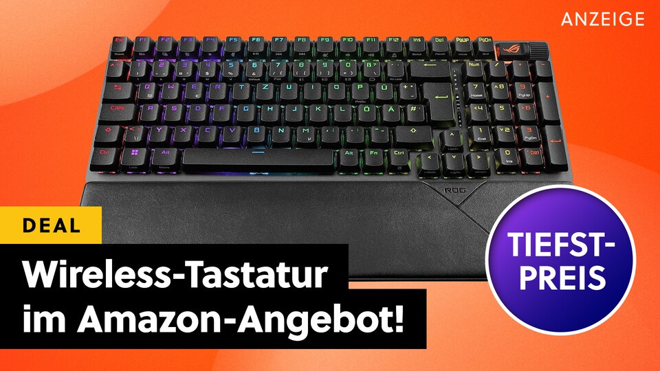 Jetzt zum absoluten Bestpreis bei Amazon: Die kompakte ASUS ROG Strix Scope II 96 Wireless Gaming-Tastatur!