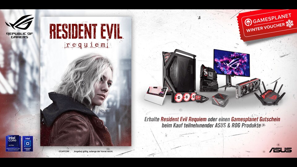 Sichert euch beim Kauf eines ASUS Produkts das brandneue Resident Evil Requiem ohne Aufpreis dazu.