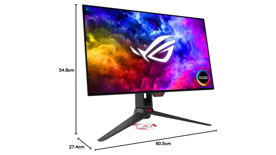 Mit seinem futuristischen, von Cyberpunk inspirierten Look ist der ASUS ROG Swift OLED ein absoluter Hingucker!