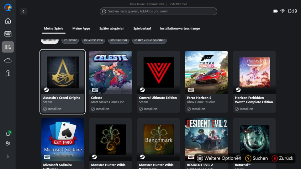 Die neue Xbox-Vollbilderfahrung lässt sich vollständig mit dem Controller bedienen. (Bildquelle: Duy Linh DinhGameStar Tech)