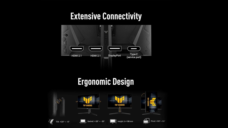 Der Monitor unterstützt alle gängigen Anschlüsse.