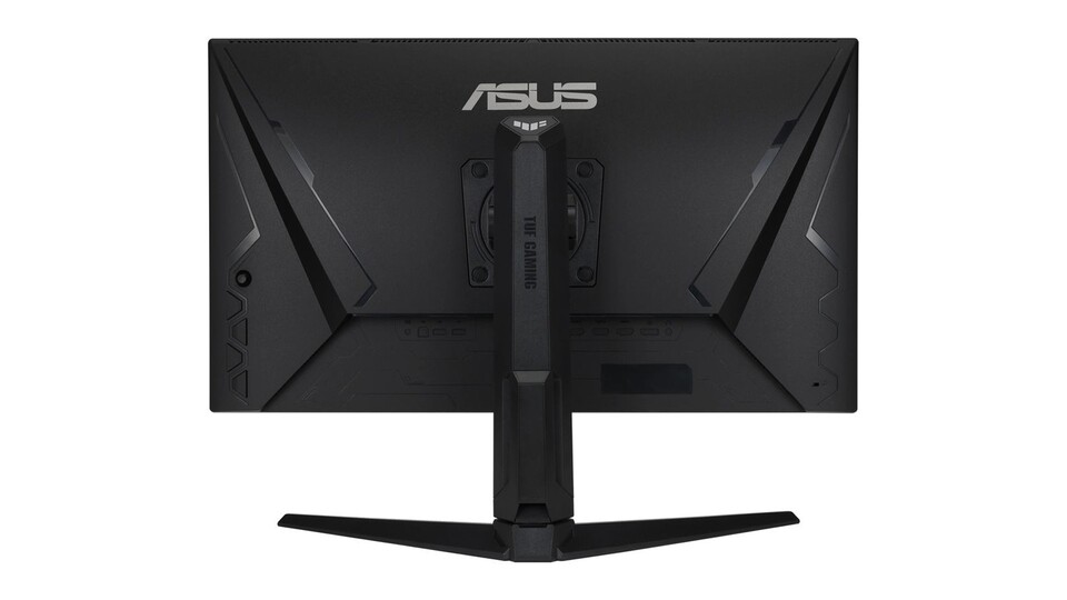 Die Schnittstellen auf dem Rücken des ASUS TUF Gaming VG28UQL1A Monitors sind leicht zu erreichen, was euch nervige Kabelfummeleien erspart.