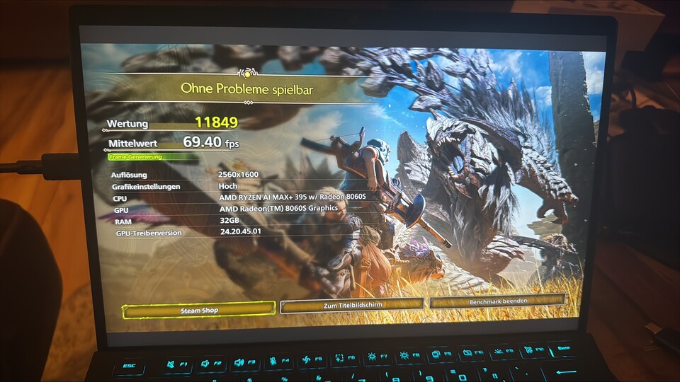 Auch das aktuelle Monster Hunter Wilds ist auf dem Z13 problemlos spielbar.