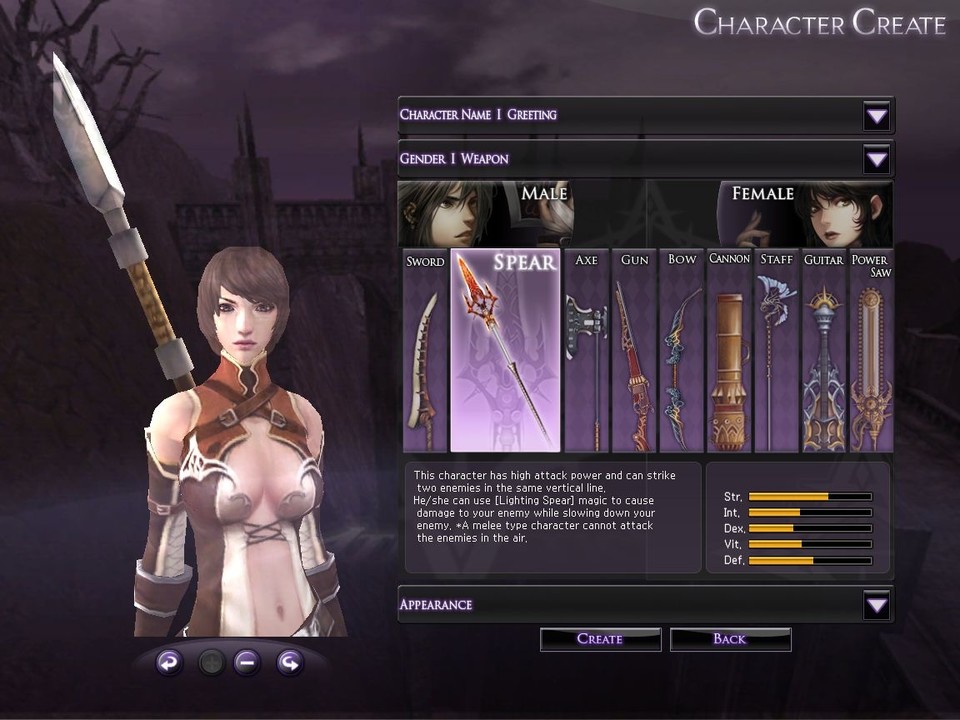 Zu Beginn des Spiels stellen Sie sich einen Charakter zusammen und wählen eine Waffenklasse. 