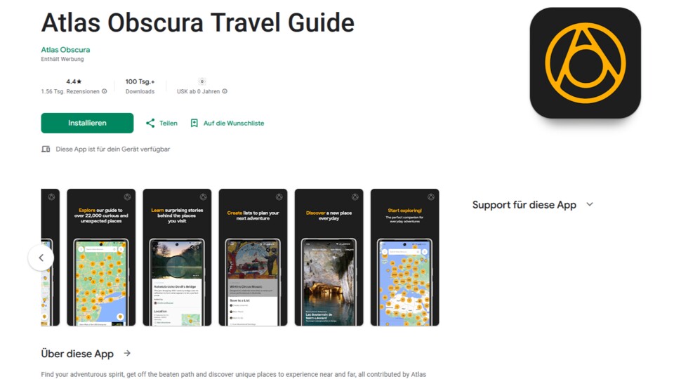 Es gibt so viele seltsame Orte auf der Welt – die Atlas-Obscura-App hilft euch dabei, sie zu entdecken. (Bildquelle: Google Play Store)
