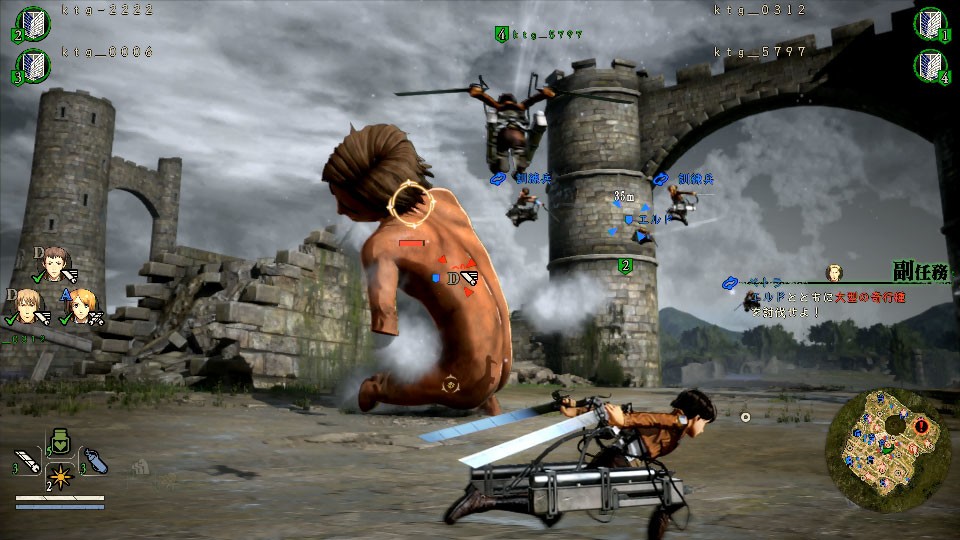 Im Koop-Modus von Attack on Titan 2 können sich Spieler den Giganten im Team stellen.