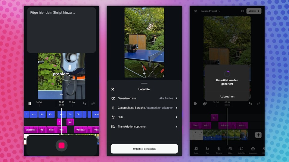 Die Audioaufnahme und Transkription ist durch die simpel gestalteten Features in Edits besonders leicht. (Bildquelle: Aaron Hofmann GameStar Tech)