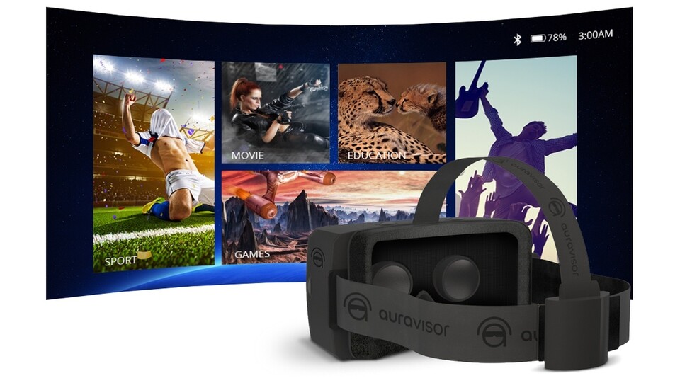 Neben Oculus Rift und HTC Vive drängen auch zahlreiche andere Hersteller in den VR-Markt. Etwa die per Kickstarter finanzierte Auravisor, ein auf Android basierendes, drahtloses VR-Headset mit Headtracking und »preloaded content«.