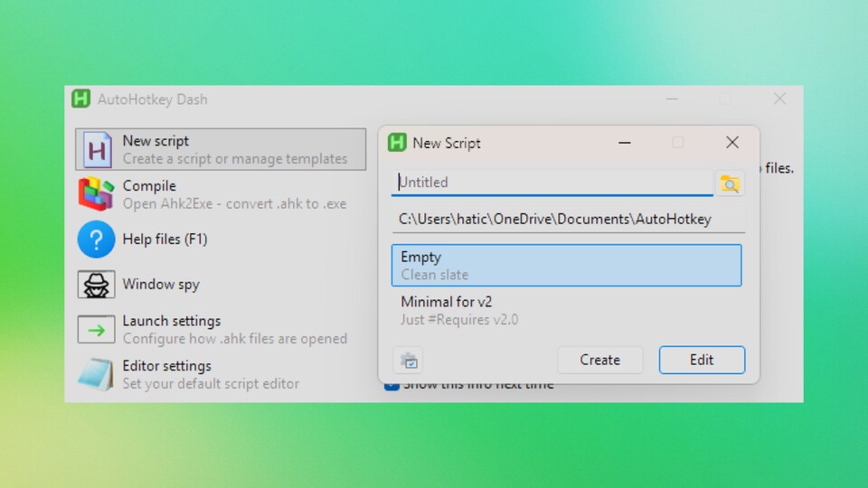 Dieses Fenster erscheint bei AutoHotkey, wenn ihr obige Schritte befolgt habt.
