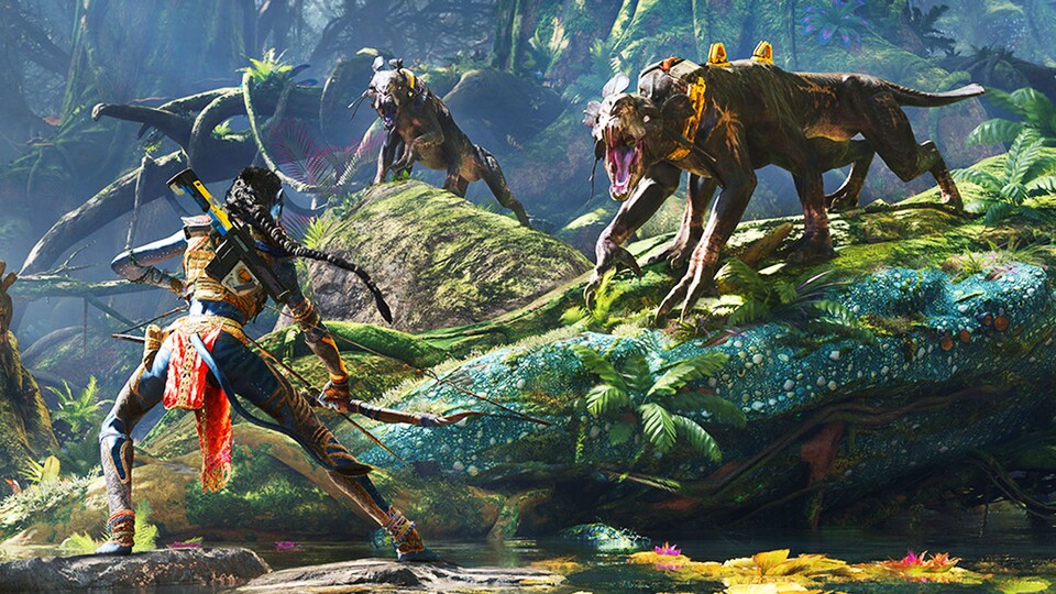 Avatar: Frontiers of Pandora sieht nicht nur bildschön aus – in unserem Test sahnte das Spiel für seine hohe Immersion eine 82 ab.